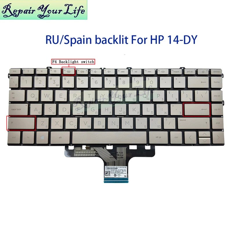 แล็ปท็อป Backlit สเปน RU รัสเซียคีย์บอร์ดสําหรับ HP Pavilion 14-DY 14M-DY14-DY1000 TPN-Q234 สเปน Bac