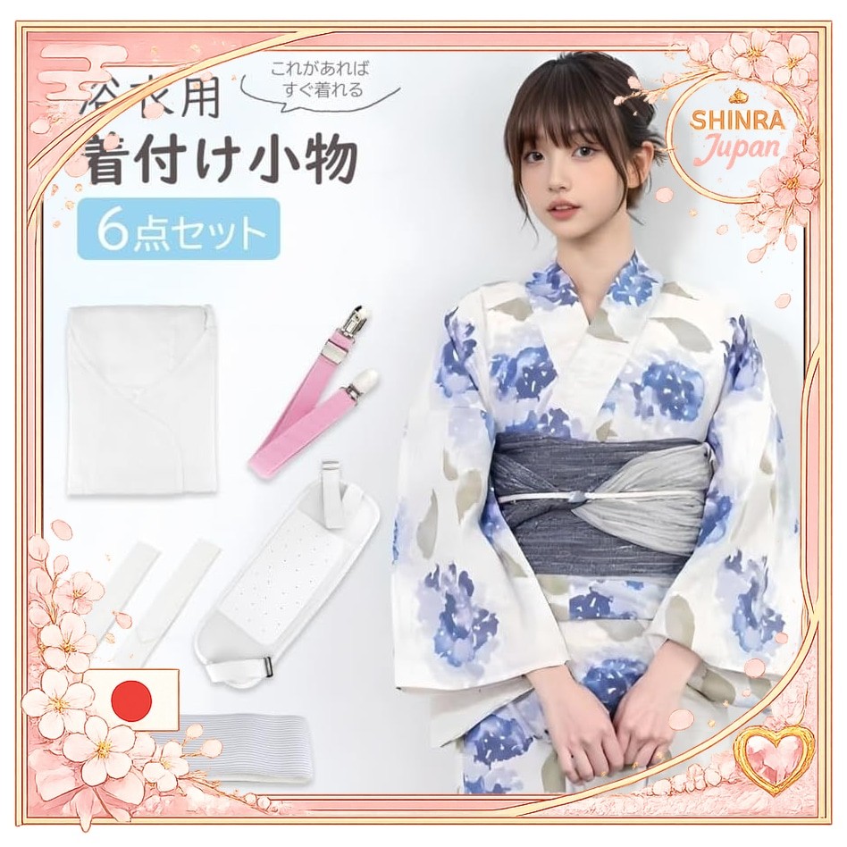 《Direct From Japan》  Tashiniro Yukata Dressing Set, 6 Piece Japanese Accessories Set, For Summer (Yu