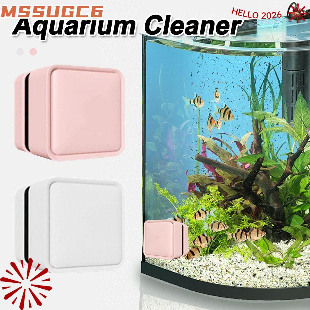 MSSUGC6 Aquarium Cleaner, Mini Square Aquarium Glass Cleaner แปรง,แม่เหล็ก Scratch-proof Glass Clean