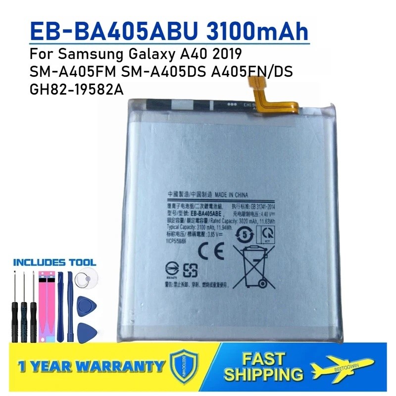 สําหรับ Samsung Galaxy A40 2019 SM-A405FM SM-A405DS A405FN/DS GH82-19582A EB-BA405ABE 3100mAh แบตเตอ
