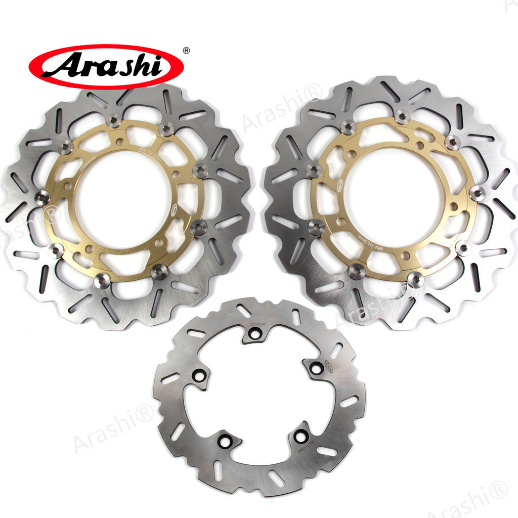 Arashi CNC เต็มลอยด้านหน้าด้านหลังเบรคดิสก์โรเตอร์ชุดสําหรับ SUZUKI GSF BANDIT ABS 650 2011 - 2014 /