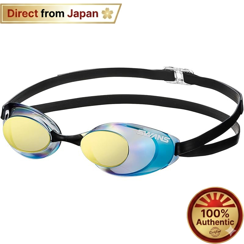 Swans Sniper SR-10M Swimming Goggles Smoke/Flash Yellow Mirror Racing Non-Cushion【Direct from Japan】