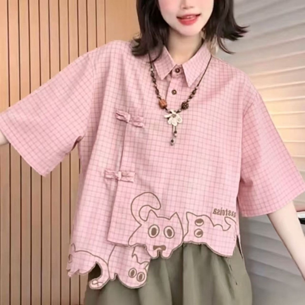 [คลังสินค้าพร้อม] 2026 Qimao Buyang เย็บปักถักร้อยต้นฉบับแมวลายสก๊อตสีเขียวสไตล์บางไม่สม่ําเสมอ Plac
