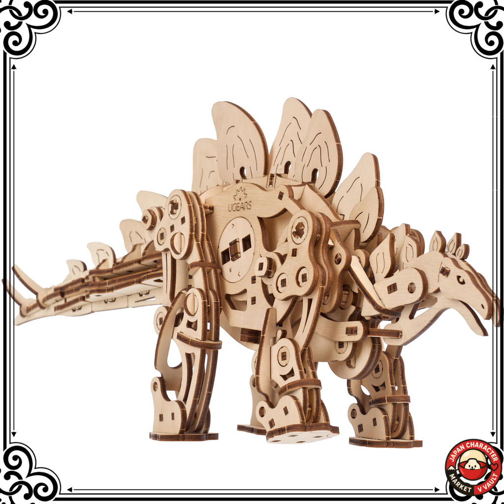 【นำเข้าตรงจากญี่ปุ่น・ของแท้ 100%】 Ugears สเตโกซอรัส ชุดประกอบไม้ 3 มิติ เคลื่อนไหวได้ ประกอบโดยไม่ใช
