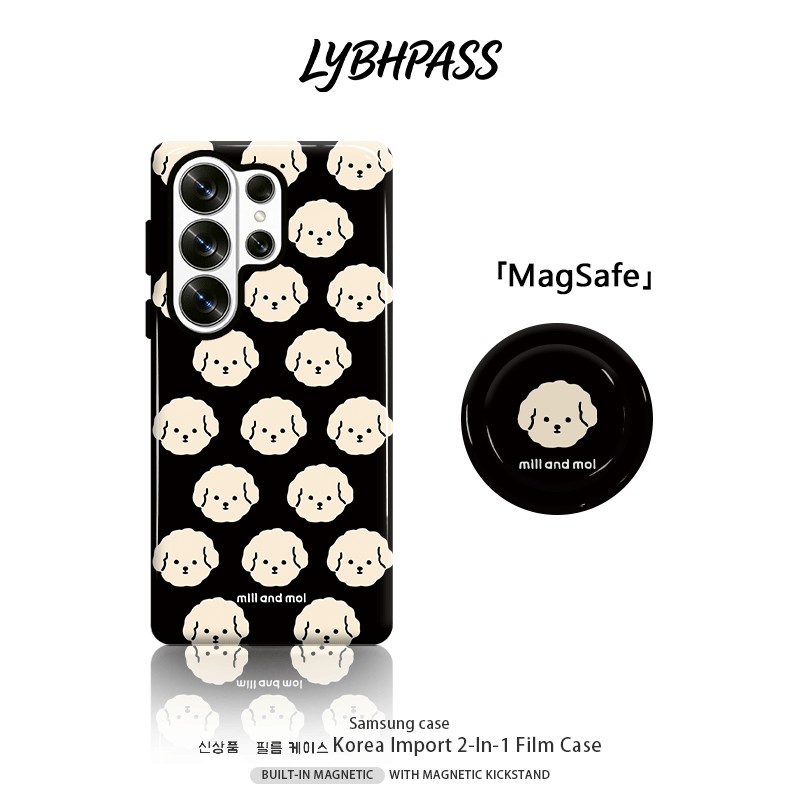 คสซัมซุง+มีขาตั้งแม่เหล็ก แม่เหล็ก MagSafe การ์ตูน น่ารัก สุนัขน้อย ขอบ2ชั้น เคส Samsung galaxy s20 fe s21 s22 plus s23 s24 s25 edge s26 ultra note20 ultra A07 A17 A27 A37 A54 A55 A56 A57 5G เปิดเลนส์ กันกระแทก โทรศัพท์ มือถือ case