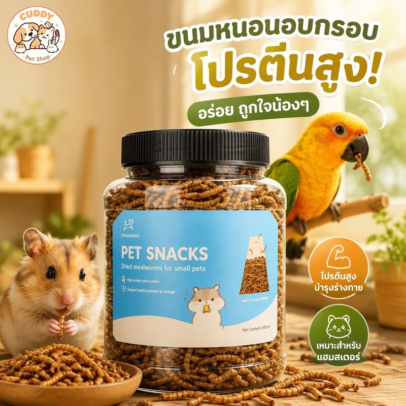 หนอนอาหารอบแห้ง สำหรับแฮมสเตอร์ ชูก้า อาหารโปรตีนสูง Nocolo กระป๋องใหญ่พิเศษ 1500ml