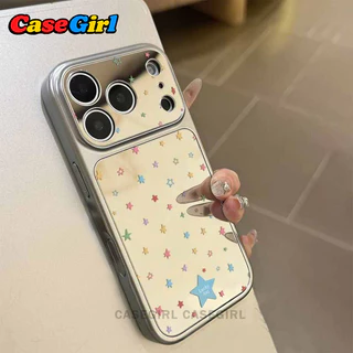 สำหรับ iPhone 11 13 16 15 17 12 14 Pro Max 16 15 Plus เคสกระจกหน้าต่างใหญ่ ลายดาวสีสัน กันตก ทำความสะอาดง่าย