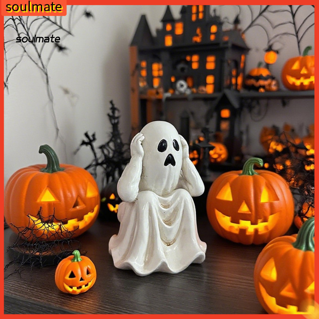 โซลเมท|  ฟักทอง Ghost Face Ghost ฮาโลวีนเรซิ่น Ghost เครื่องประดับฮาโลวีน Ghost ตุ๊กตาชุดน่ารักเรซิ่