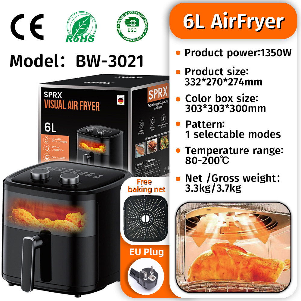 Air Fryer ความจุขนาดใหญ่ Visual Air Fryer หม้อทอดไฟฟ้าในครัวเรือนมัลติฟังก์ชั่นสมาร์ท French Fries M