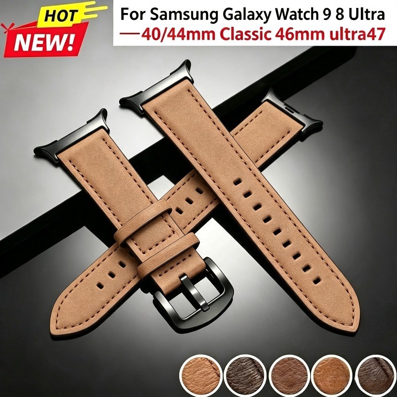 สายหนังสําหรับ Samsung Galaxy Watch 9 8 40 มม.44 มม.8Classic 46 สายรัดข้อมือสร้อยข้อมือสําหรับ Galaxy Watch Ultra2 47 มม.2025
