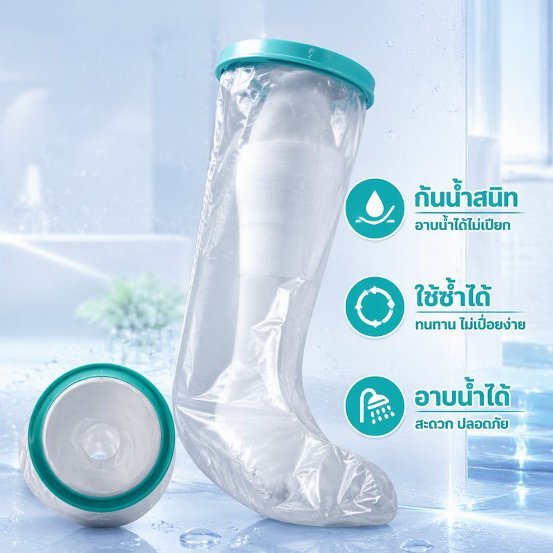 กันน้ําหล่อปกผู้ใหญ่ผ้าพันแผลเท้าป้องกันนํามาใช้ใหม่ไม่ลื่นนุ่มซีลอาบน้ําใช้