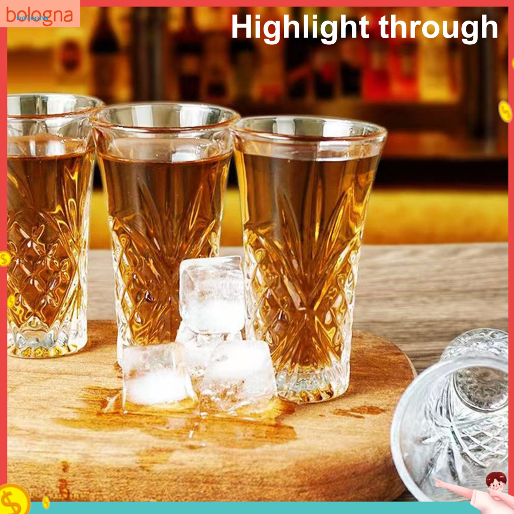 {bologna} แว่นวอดก้าช็อตวิสกี้แว่นตาช็อต 1/2/4 ชิ้น 60 มล. แว่นตาช็อตฐานหนักสําหรับ Tequila วิสกี้วอ