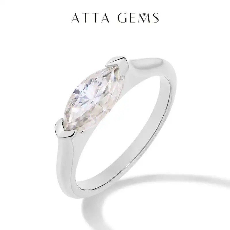 1CTMarquiseShapeSyntheticMoissaniteRingReal925SterlingSilverRingsDailyWearBirthdayPresentFineJewelry
