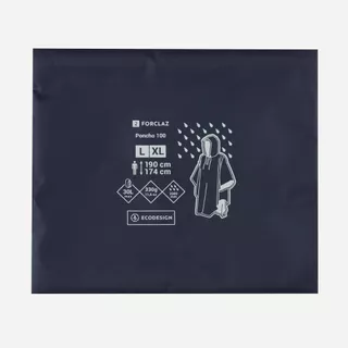 Decathlon Hiking Rain Poncho - Forclaz เสื้อปอนโชสำหรับเดินป่า Forclaz รุ่น Mt 100 รองรับเป้ขนาด 30 ลิตร - Blue