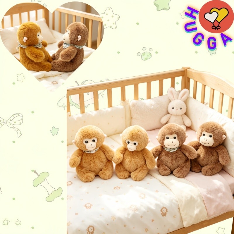 HUGGA ลิงน้อยน่ารัก Pan Pan และซอสซอส Plushy ตุ๊กตาสนุกลิง Plushie เดสก์ท็อปตกแต่ง Plushie ของเล่นคู