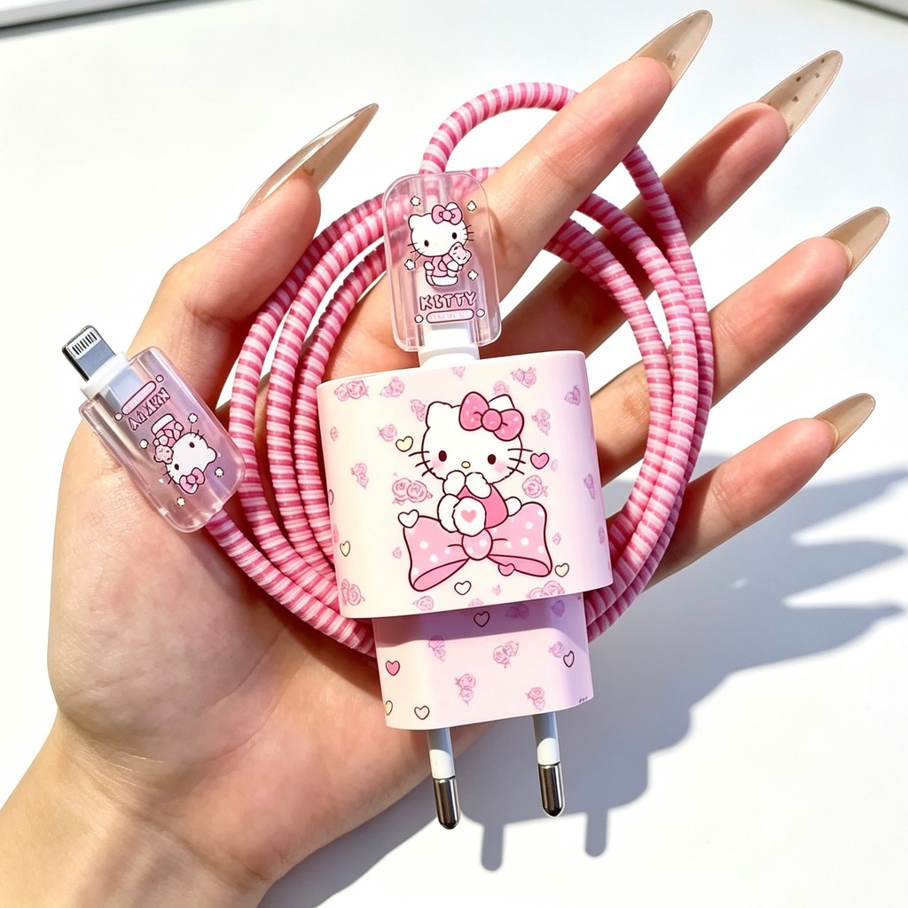 ชุดป้องกันสายชาร์จ 4-ใน-1 เข้ากันได้กับสติกเกอร์ป้องกันเครื่องชาร์จ ไอโฟน-15