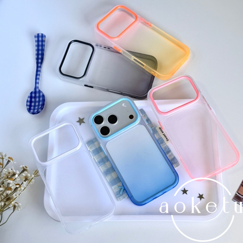 เคสโทรศัพท์ ทีพียู ใส 2-ใน-1 ไล่โทนสีหรูหราเหมาะสําหรับ ไอโฟน 11 12 13 14 15 16 17 มือโปร สูงสุด รวมทุกอย่างป้องกันการตกซิลิโคนปกอ่อน