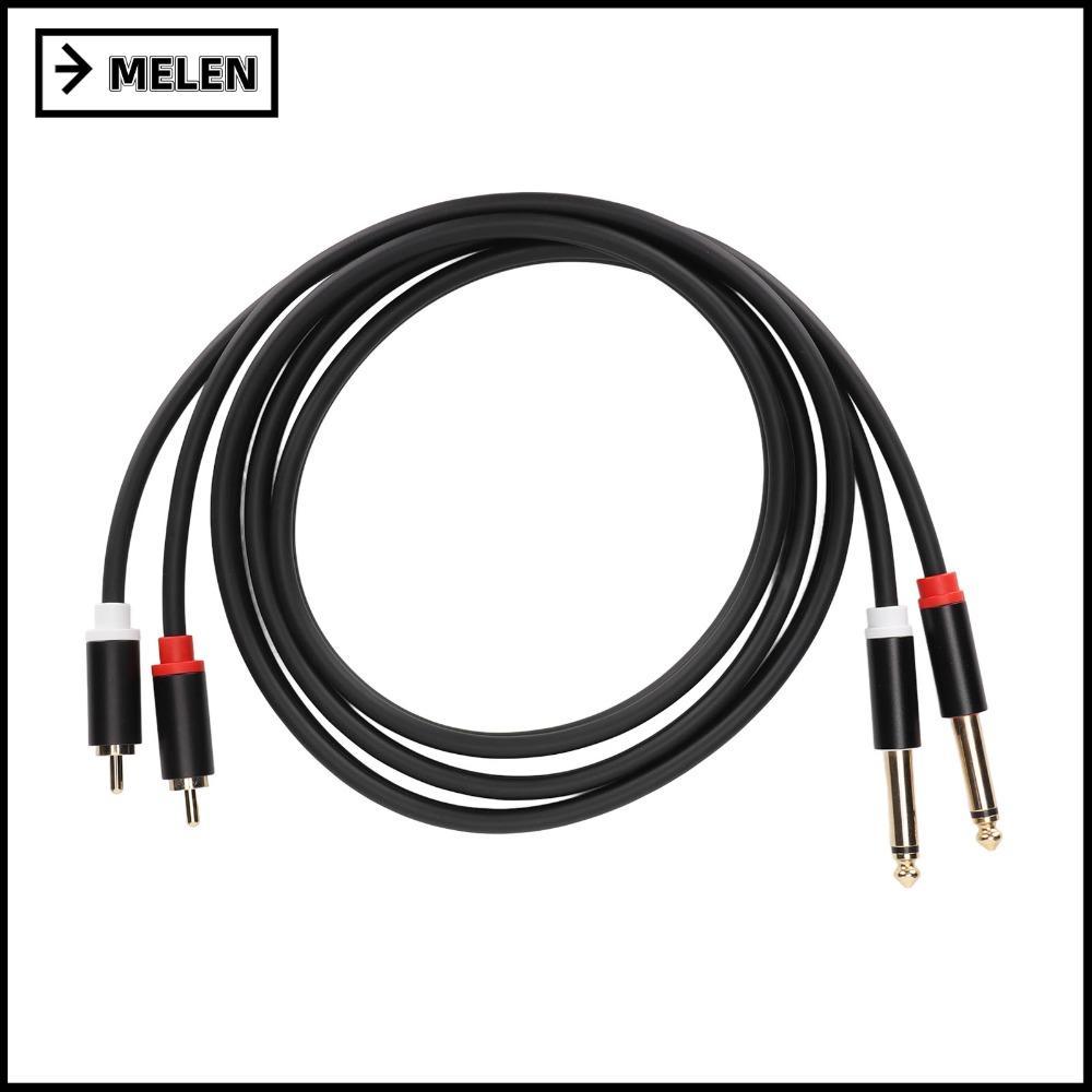 MELEN Dual 1/4 TS to Dual RCA Cable, 1.5m / 4.9ft Gold Plated 6.35mm 2 พอร์ต RCA ถึง 2 TS พอร์ต, สาย