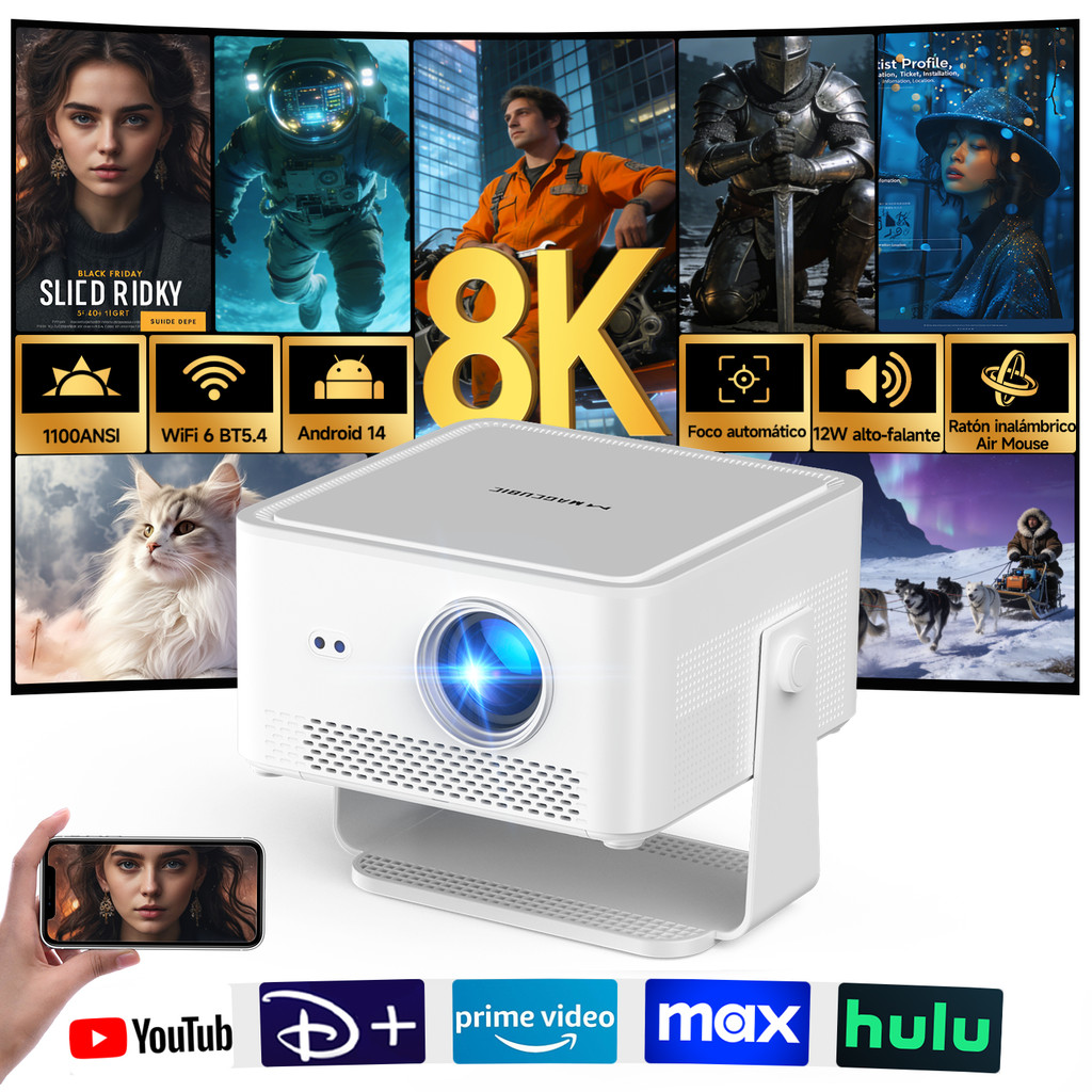 Magcubic HY450Max ปรเจคเตอร์ 1100ANSI Native 1080P Support 8K Android 14 Auto Focus WiFi 6 โฮมเธียเตอร์