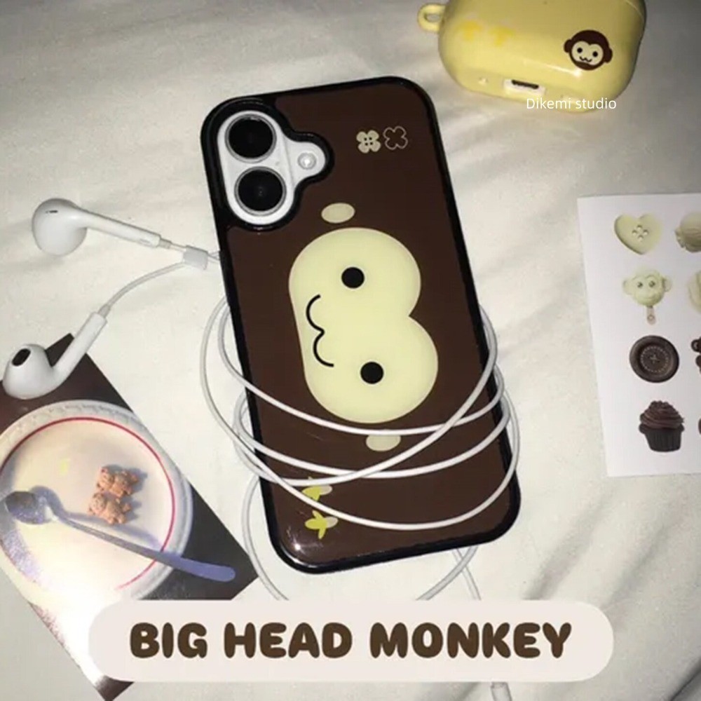 เกาหลี Ins นุ่มน่ารัก Healing Fluffy การ์ตูนลิงขี้เล่นสําหรับ iPhone 17/16/15/14/13 Pro/Pro Max