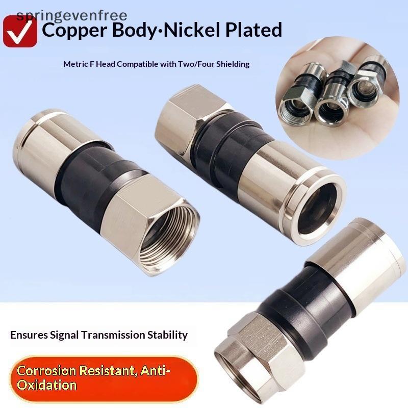 Springevenfree 5/10/20Pcs กันน้ําเสาอากาศตรงอะแดปเตอร์สาย RG6 F-Type Coaxial การบีบอัดตัวเชื่อมต่อสําหรับ Satellite & CABLE TV th