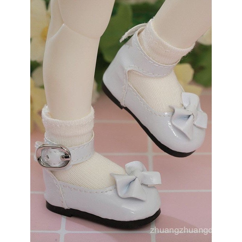 Point bjd Doll Shoes รองเท้าหนังขนาดเล็ก SD Joint Doll Doll Contrast Color Bow Handmade PU Princess 