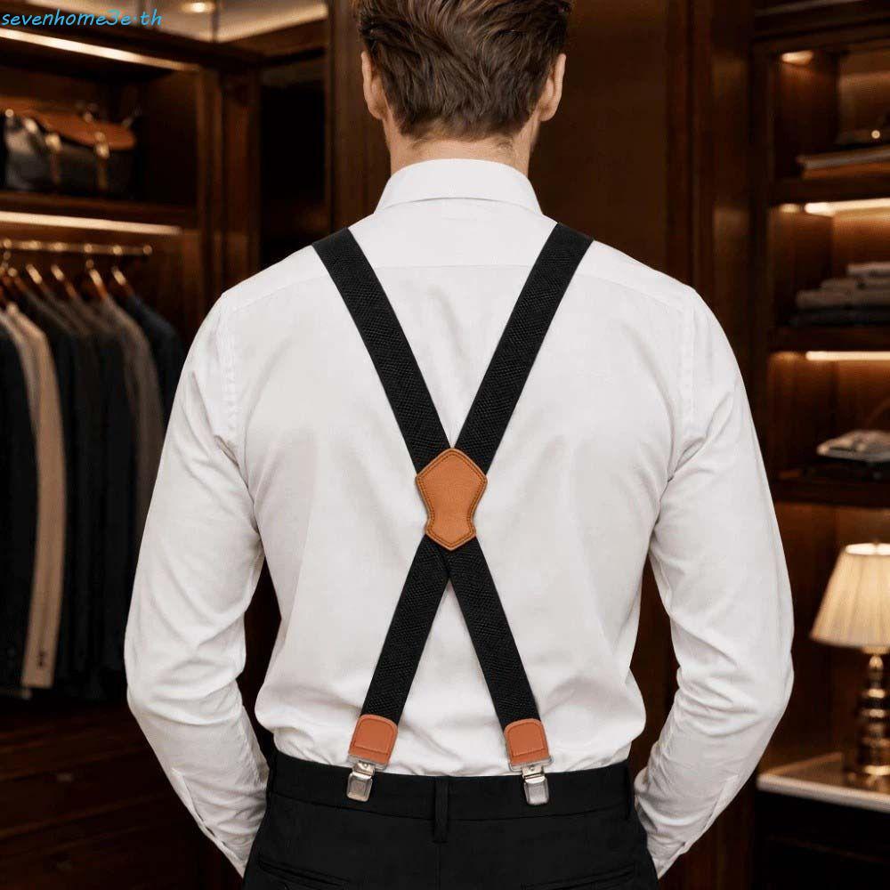 SEVENHOME3E Heavy Duty Suspenders,ยืดหยุ่นปรับXกลับSuspenders,แฟชั่นผ้าระบายอากาศรูปแบบข้าวโพดหัวเข็มขัดกว้างClip-Onกางเกงวงเล็บสวมใส่อย่างเป็นทางการ
