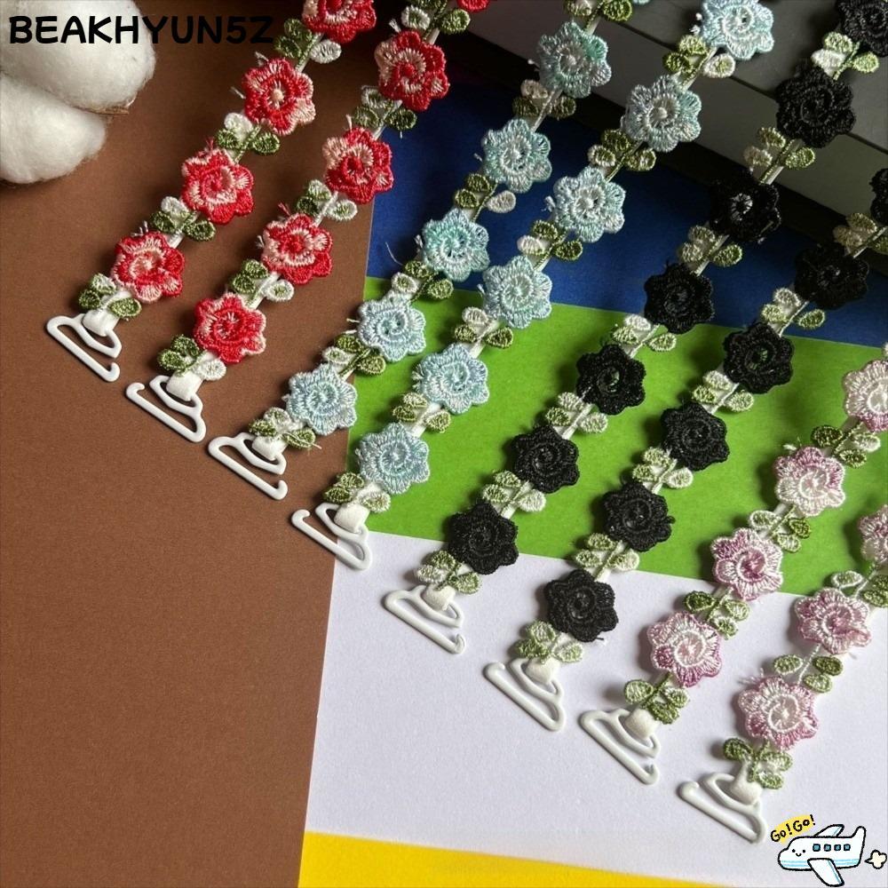 BEAKHYUN5Z Rose Flower Lingerie Strap, Elastic with Lace Trim Bra Strap, แฟชั่นที่มองไม่เห็นไม่มีรอยต่อปรับ Anti-slip Lace Trim Strap ชุดแต่งงาน