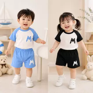 🔥 พร้อมส่ง🔥ชุดเซ็ตเด็กเสื้อแขนสั้น กางเกงขาสั้น เนื้อผ้าใส่สบาย 🔥 🔥