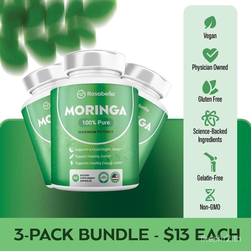 ซื้อสองแถมหนึ่ง แคปซูลมะรุม Rosabella 3 แพ็ค (800มก.) สําหรับรองรับภูมิคุ้มกัน, Gut Health & Vitamin
