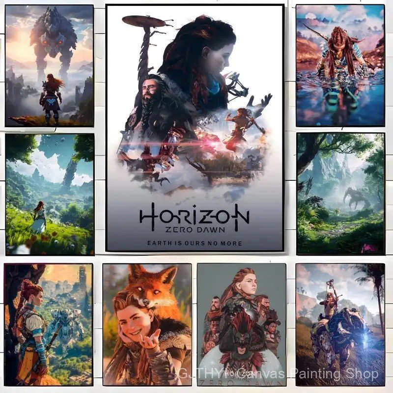 OIB7 เกม H-Horizon Zero Dawn โปสเตอร์ Wall art พิมพ์ศิลปะเหมาะสําหรับห้องนั่งเล่นห้องนอนบาร์ parlor 