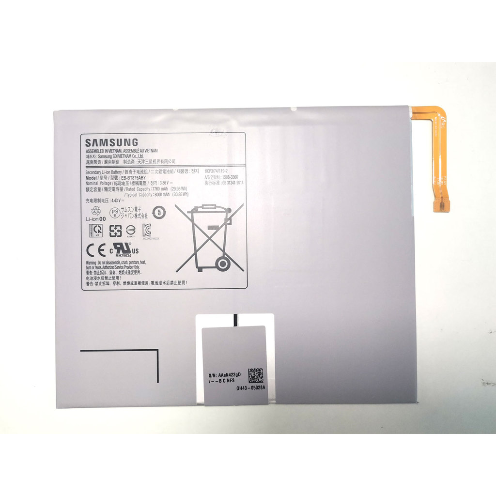 แบตเตอรี่แท็บเล็ต Samsung Galaxy Tab7 ที่ใช้งานได้ของแท้ SM-T870 ST-T875 EB-BT875ABY
