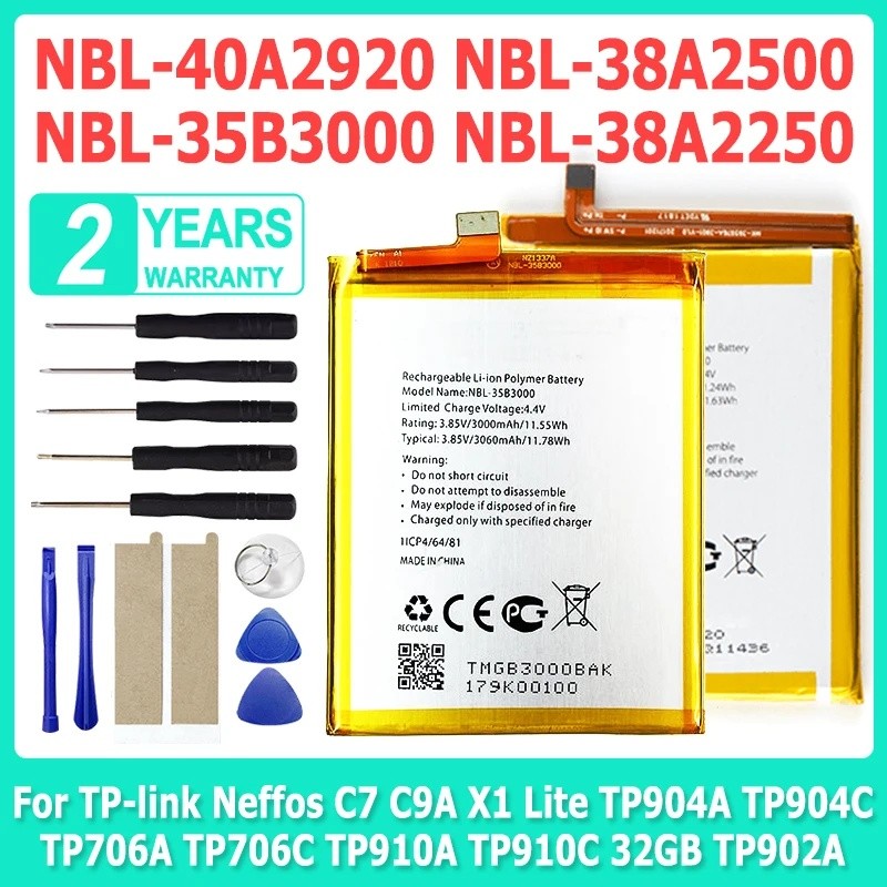 NBL-40A2920 NBL-38A2250 แบตเตอรี่สําหรับ TP-link Neffos C7 C9A X1 Lite TP904A TP904C TP706A TP910C 3