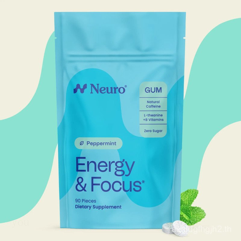 NeuroPeppermintEnergy&FocusGum/Mints(90ชิ้น)-SugarFreewithCffeine,,,VitaminB12&VitaminB6 LUKE