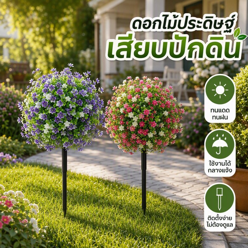 ดอกคามีเลียปลอม ช่อดอกไม้ประดิษฐ์ ปักดิน แต่งสวน แต่งบ้าน งานแต่ง ทนยูวี กันแดดกันฝน