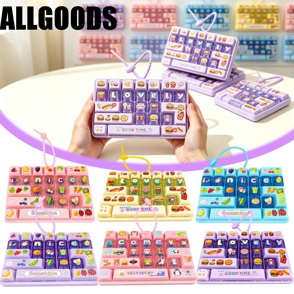 ALLGOODS ของเล่นปุ่มบีบอัด,26-Key Cute Design Mini Keyboard Pendant,ของเล่นสนุกจําลองคีย์บอร์ดคู่ใสพวงกุญแจกระเป๋าเด็ก