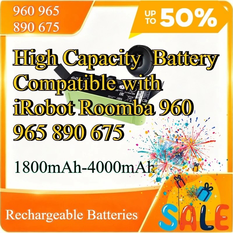 แบตเตอรี่ความจุสูง 1800mAh-4000mAh เข้ากันได้กับ iRobot Roomba 960 965 890 675