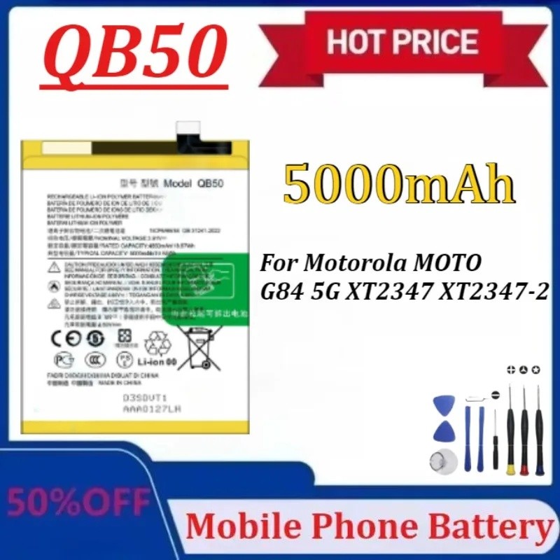 อัพเกรด QB50 5000mAh แบตเตอรี่สําหรับ Motorola MOTO G84 5G XT2347 XT2347-2 โทรศัพท์มือถือความจุสูงแบ