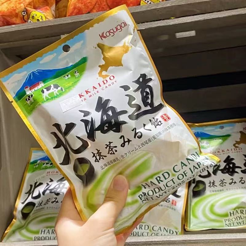 ญี่ปุ่นนําเข้า Kasugai Kasugai Hokkaido Matcha Milk Flavour Candy ขนมนําเข้า 81g ถุง 8-88v