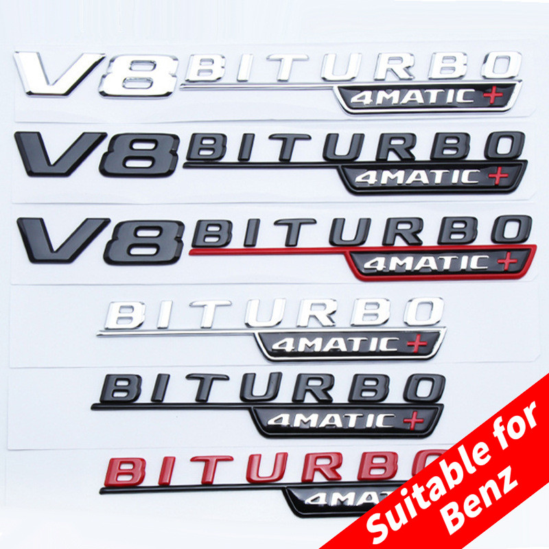 [1 คู่แพ็ค] เหมาะสําหรับ benz benz AMG ป้ายด้านข้าง V8 V12 BITURBO 4MATIC + ป้ายป้ายรถ Fender สติกเก