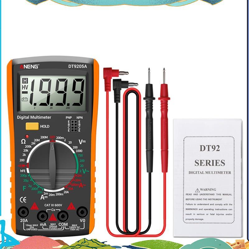 DT9205A มัลติมิเตอร์แบบดิจิตอลเครื่องทดสอบทรานซิสเตอร์ไฟฟ้า NCV Test Meter Profesional Analog Auto R