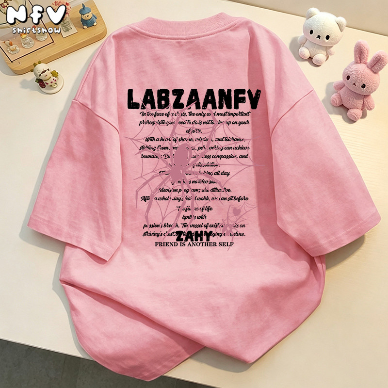 【จัดส่งตลอด 24 ชั่วโมง】NFV สไตล์เกาหลี เสื้อยืดเปล่า เสื้อยืดทรงหลวม ดีไซน์คลาสสิค ลายตัวอักษรแมงมุม YG938