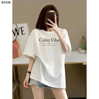 COD✅ เสื้อโซโลน่า สไตล์เกาหลี แฟชั่น ผู้หญิง พิมพ์ลายตัวอักษร Soft Mood แขนสั้น ทรงกว้าง ใส่สบาย BOOM