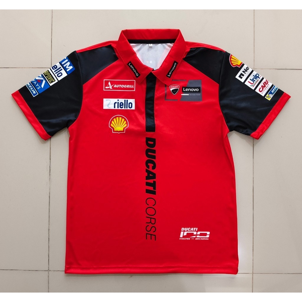 Motogp เสื้อโปโล Ducati Team Model 100th Anniversary MG0288 พิมพ์ไซส์ S-5XL