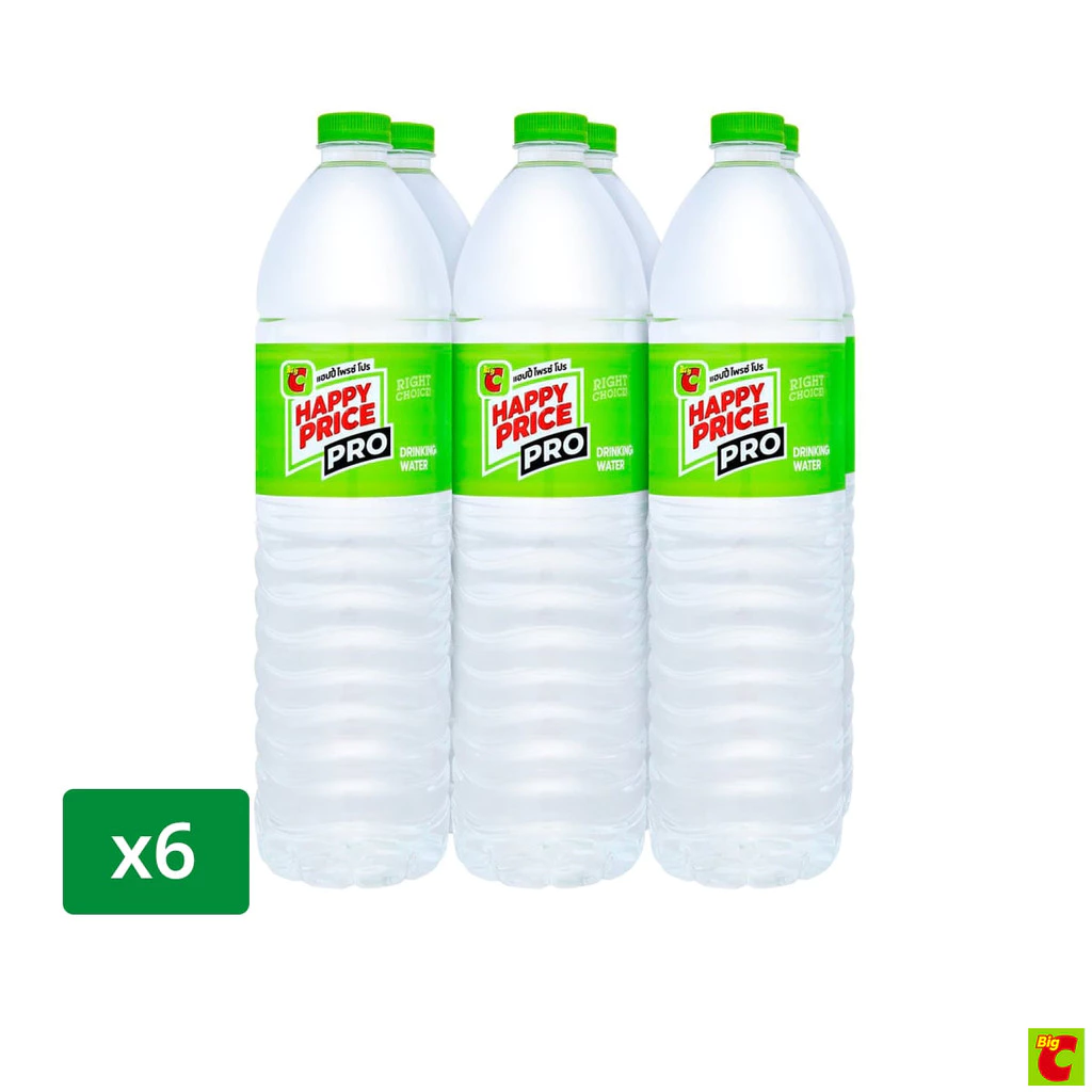 บิ๊กซี แฮปปี้ ไพรซ์ โปร น้ำดื่ม 1500 มล. แพ็ค 6 ชิ้น