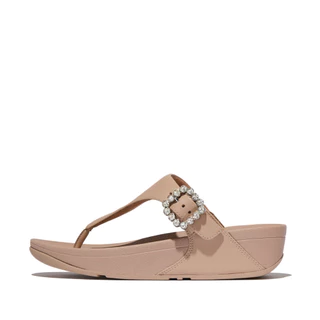 FITFLOP LULU CRYSTAL-BUCKLE TOE-POST รองเท้าแตะแบบหูหนีบผู้หญิง รุ่น E1D-B41 สี BEIGE