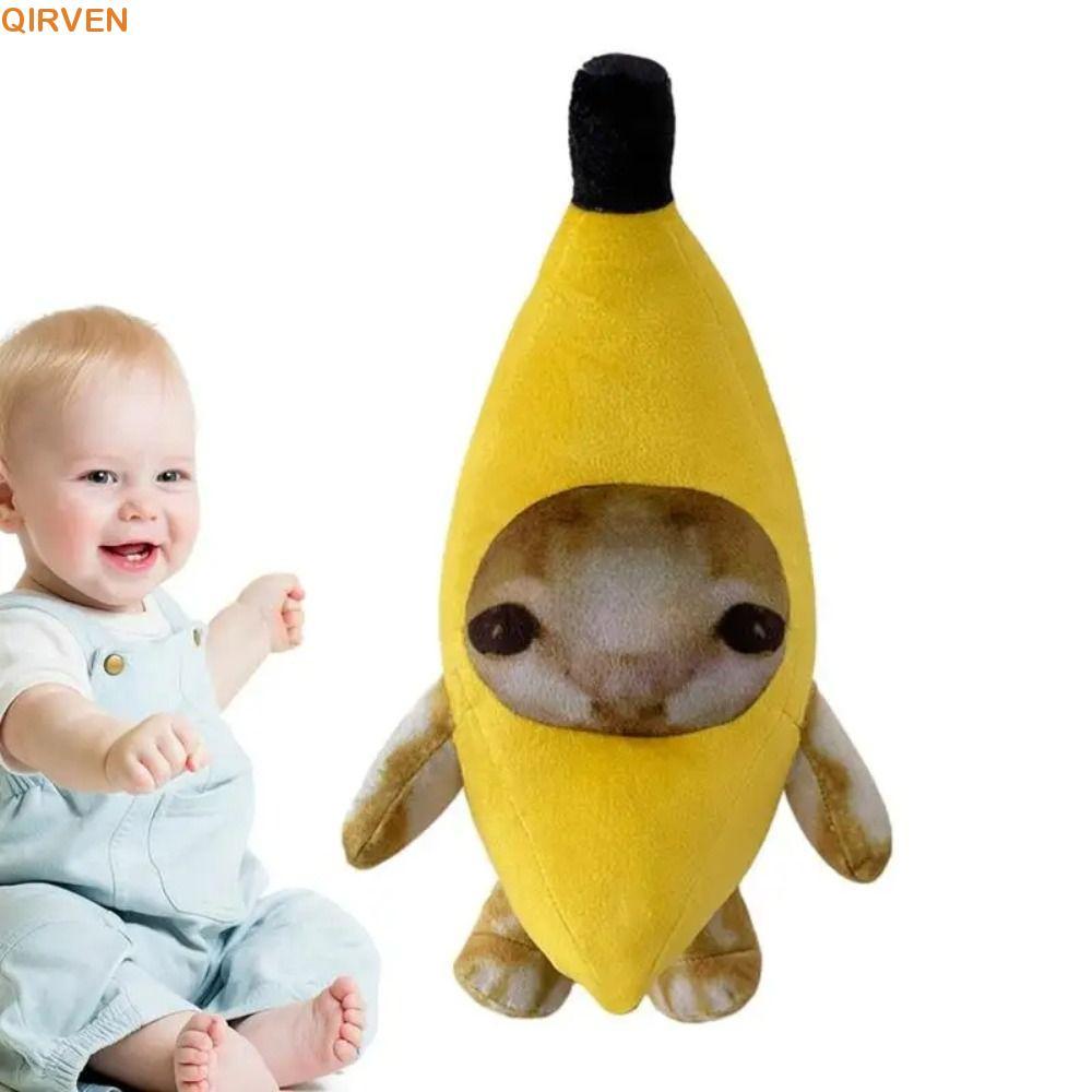 QIRVEN Happy Cat ตุ๊กตาของเล่นตุ๊กตากล้วยตุ๊กตาแมวกล้วยของเล่นตุ๊กตาแมว, Happy Cat Animals Toy Happy