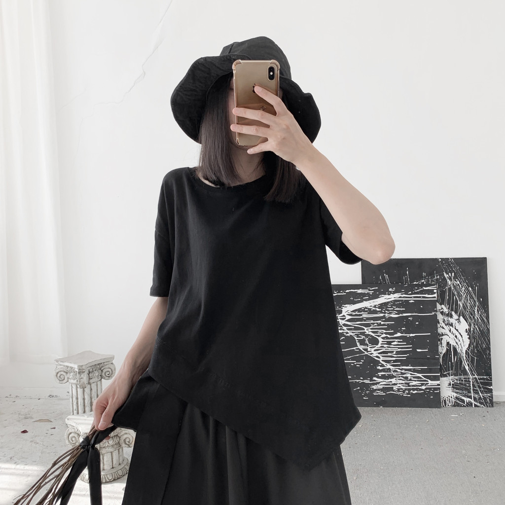 ซ่อนดู Yamamoto สไตล์ Dark สไตล์เสื้อผ้าผู้หญิง Niche Designer โฮมเมด Yoji All-Match ไม่สม่ําเสมอรอบ