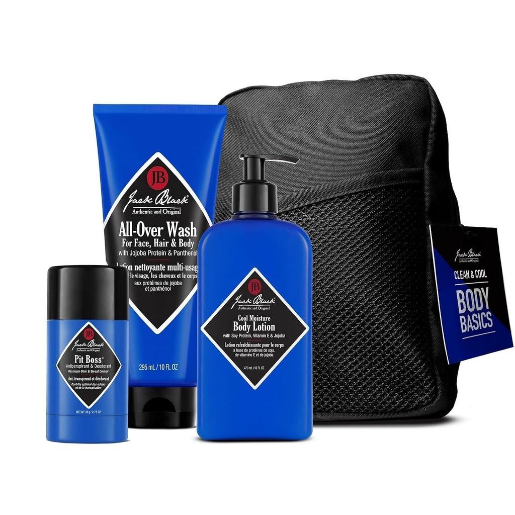 Jack Body Collection Set for Men - Mens Body Wash, Pit Boss Mens Deodorant, Body Lotion, Grooming Ki