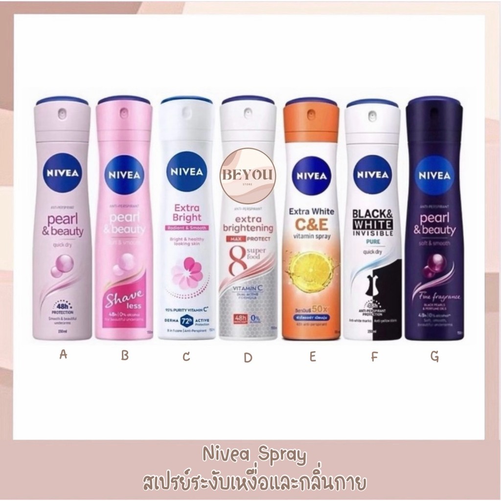 Nivea Spray นีเวียสเปรย์ระงับเหงื่อและกลิ่นกาย 60, 100, 150 ml.